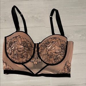 Auden Black and Tan Floral Lace Bra